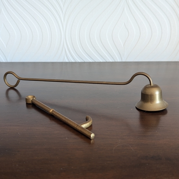 Vintage Brass Candle Snuffer & Brass Hook From A Vintage Oil Lamp - Picture 2 of 3